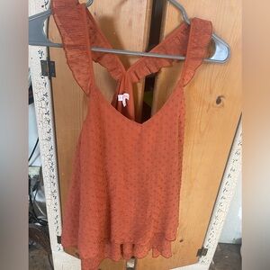 Xhilaration Rust Ruffle Sleeveless Blouse